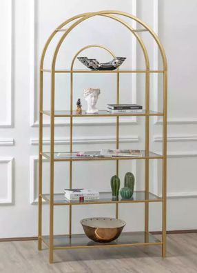 Wohnzimmer Regal Raumteiler Standregal Bücherschrank Aufbewahrung Gold