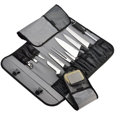 Giesser Messertasche 13-tlg. schwarz gestanztes Messer Set mit Wetzstahl 8293bk