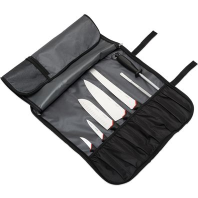 Giesser 7-tlg. Koch-Rolltasche PrimeLine mit Messer-Satz & Wetzstahl 8298 b pl