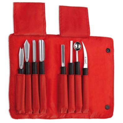 Giesser Gemüse Schnitzmesser-Set 8tlg Edelstahl Garniermesser in Rolltasche 9478