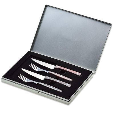 Giesser Steak-Besteck Set 4-tlg Messer & Gabel Holzgriffe & gezahnte Spitze 9750