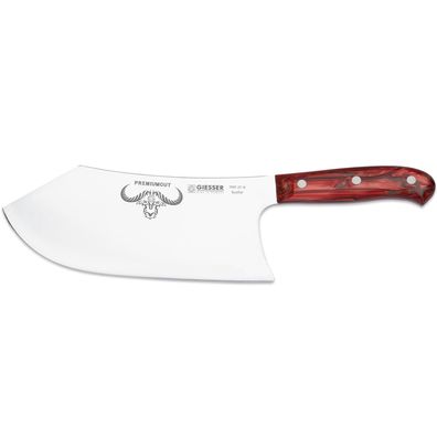 Giesser Hackmesser 22 cm Fleischmesser Butcher No 1 & Acrylgriff rot 1965s 22 rd