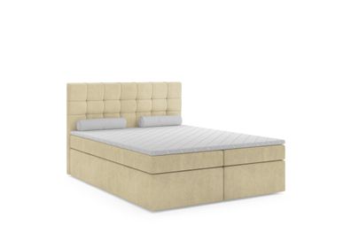 FURNIX Boxspringbett Remelia 180x200 mit Topper und Bettkästen MH04 Creme