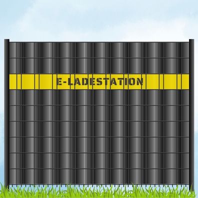 zaun|zu Sichtschutzstreifen mit Laser Beschriftung "E-LADESTATION" Doppelstab