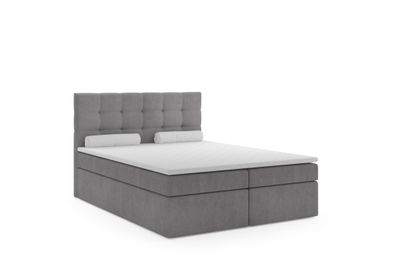 FURNIX Boxspringbett SLIMI 2 180x200 Doppelbett Topper Bettkasten MH85 Grau