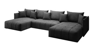 FURNIX U-Form-Sofa AVREL U Wohnzimmersofa mit Schlaffunktion und Bettkasten Grau EN25