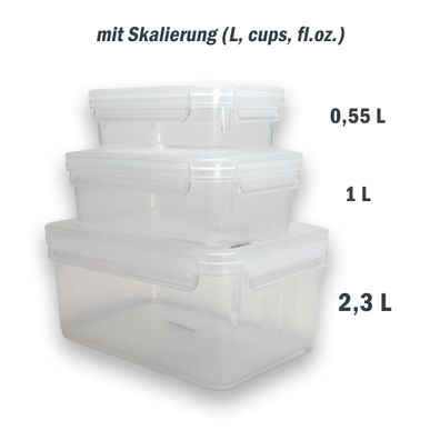 3er Set Emsa Clip Close Basic mit Skalierung Frischhaltedose Brotdose Kunststoff