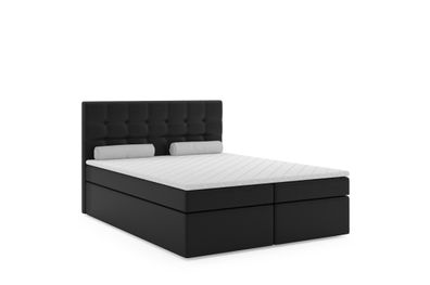 FURNIX Boxspringbett Remelia 120x200 mit Topper und Bettkästen CC Schwarz