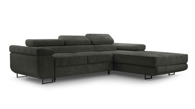 FURNIX Ecksofa Nillona Mini L-Form Schlaffunktion Bettkasten PSO34 Anthrazit