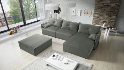 FURNIX Polstercouch ELONE SYSTEM 2 Schlafsofa ohne Sitzbanke RL27 Grau