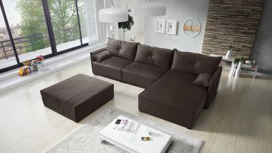 FURNIX Polstercouch ELONE SYSTEM 2 Schlafsofa ohne Sitzbanke RL07 Dunkelbraun