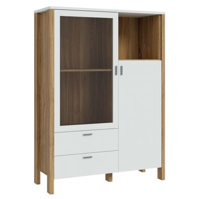 Highboard Samuel 7 Secret Grey 112x154x42cm Hochschrank Wohnzimmer LED