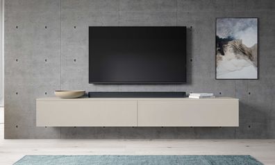 Furnix TV-Kommode BARGO 200 cm (2x100cm) Lowboard mit LED-Beleuchtung Beige