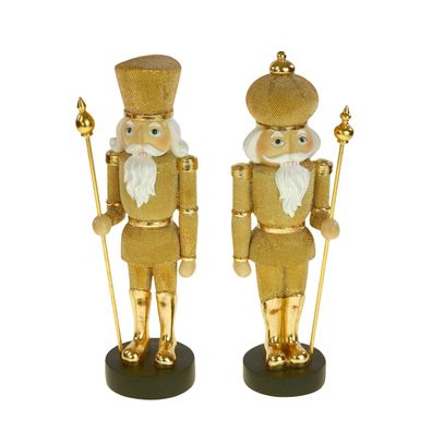 Eleganter Deko Nussknacker aus Polyresin in gold. Festliche Weihnachtsdekoration