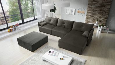 FURNIX Polstercouch ELONE SYSTEM 2 Schlafsofa ohne Sitzbanke RL38 Dunkelgrau