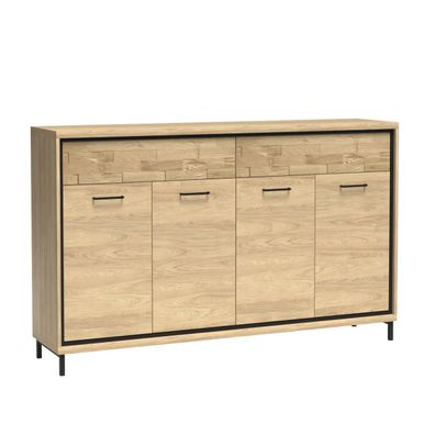 FURNIX Sideboard Mediolane DEKOR M-8 Metallfüßen Kommode mit Türen Hickory