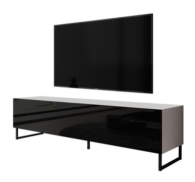 Furnix TV-Kommode Lowboard Zalvo 160 cm TV-Schrank mit Metallfüßen weiss/schwarz