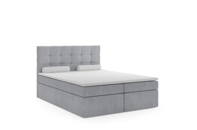 FURNIX Boxspringbett SLIMI 2 120x200 Doppelbett Topper Bettkasten MH84 Hellgrau