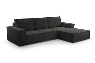 FURNIX Ecksofa Ammoris MINI in L-Form Schlaffunktion Bettkasten PSO34 Anthrazit