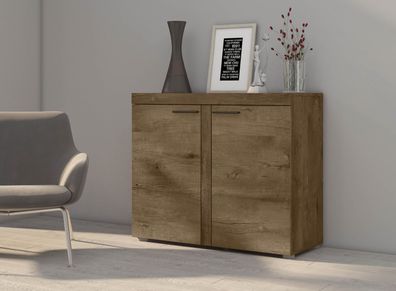 FURNIX Sideboard Alvor mit 2 Türen Anrichte Kommode B 97,2 cm modern Eiche Lefkas