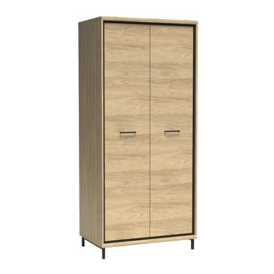 FURNIX Kleiderschrank Mediolane M-1 Metallfüße Schrank mit zwei Türen Hickory