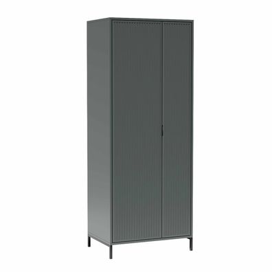 FURNIX Kleiderschrank LINKI LS 11 Schrank mit Kleiderstange und Metallbeine Grün