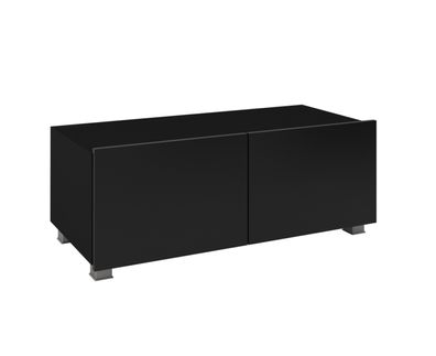 FURNIX Lowboard PUNE 100 TV-Schrank für Wohnzimmer Schwarz/Schwarz Glanz