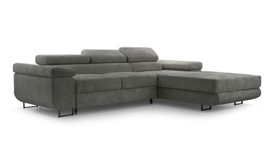 FURNIX Ecksofa Nillona Mini L-Form Schlaffunktion Bettkasten PSO60 Grau