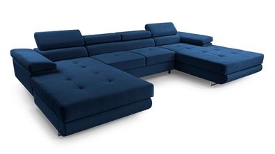 FURNIX Ecksofa Nillona U Mini U-Form Schlaffunktion Bettkasten KR9 Dunkelblau