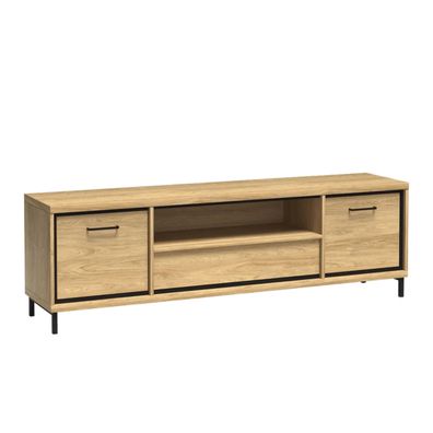 FURNIX TV-Kommode Mediolane M-13 TV-Schrank Lowboard mit Metallfüße Hickory