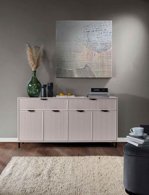 FURNIX Sideboard LINKI LS1 Wohnzimmerkommode 4 Türen und 2 Schubladen Kaschmir