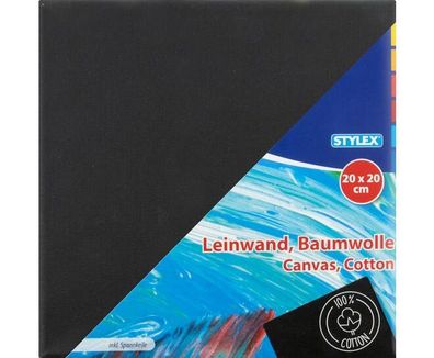 Leinwand schwarz 20 x 20 cm bespannter Keilrahmen 100% Baumwollgewebe grundiert