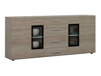 FURNIX Sideboard Tremona Anrichte 170 cm mit LED, 2 Türen 4 Schubladen Eiche Sonoma