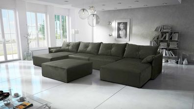 FURNIX Ecksofa in U-Form ELONE Polstercouch mit Sitzbank und Schlaffunktion RL38