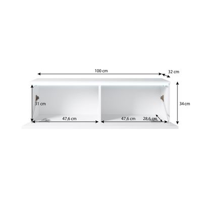 FURNIX TV Lowboard BERMO TV-Schrank Fersehschrank 100 cm mit LED Loft Glänzend Weiß