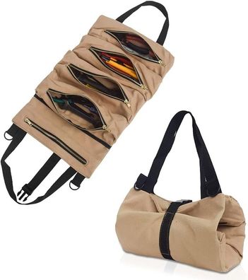 Canvas-Werkzeugtasche, Fünf-Taschen-Multipack (Khaki)