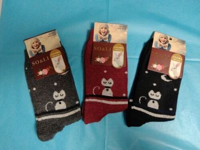 3-er Pack Warme Weiche Dehnbare Angora Socken Damen Mädchen Gr.35-38, 39-42