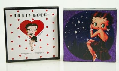 Betty Boop Canvas Bild: Lovely In Red Glitter / Starry Night Glitter 20x20x5 cm