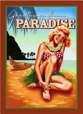 Blechschild ca. 32 x 44 cm Greetings from Paradise - Hawaii Aloha