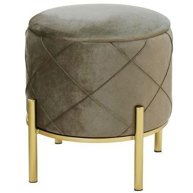 Pouf AKORD SAVANA aus Samtstoff mit Stauraum in Beige Durchmesser 37 cm Höhe 40 cm