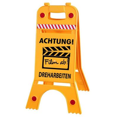 Warnaufsteller Dachaufsteller - Achtung ! Film ab ! Dreharbeiten - Gr. ca. 28 x 64cm