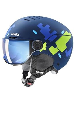 Uvex Kinder Wintersporthelm rocket Visor blue matt