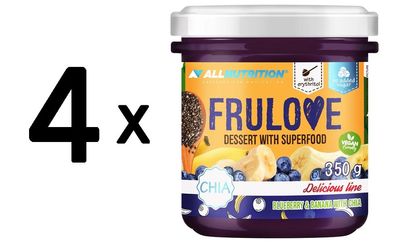 4 x Frulove Dessert with Superfood, Blueberry & Banana with Chia - 350g