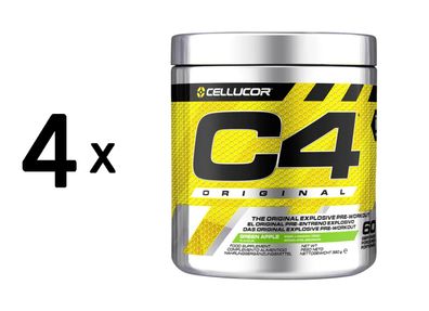 4 x Cellucor C4 Original (60 serv) Green Apple