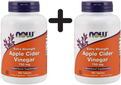 2 x Apple Cider Vinegar, 750mg Extra Strength - 180 tabs