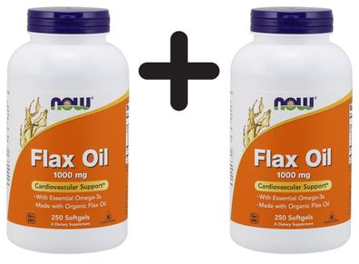 2 x Flax Oil, 1000mg - 250 softgels