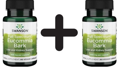 2 x Full Spectrum Eucommia Bark, 400mg - 60 vcaps