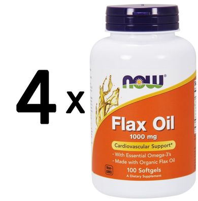 4 x Flax Oil, 1000mg - 100 softgels