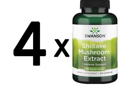 4 x Shiitake Mushroom Extract, 500mg - 120 caps