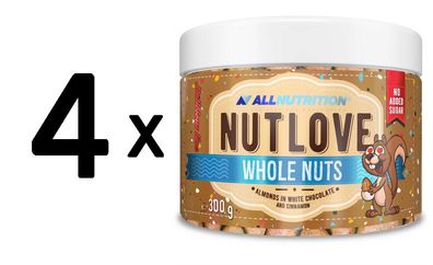 4 x Nutlove Whole Nuts, Almonds in White Chocolate & Cinnamon - 300g